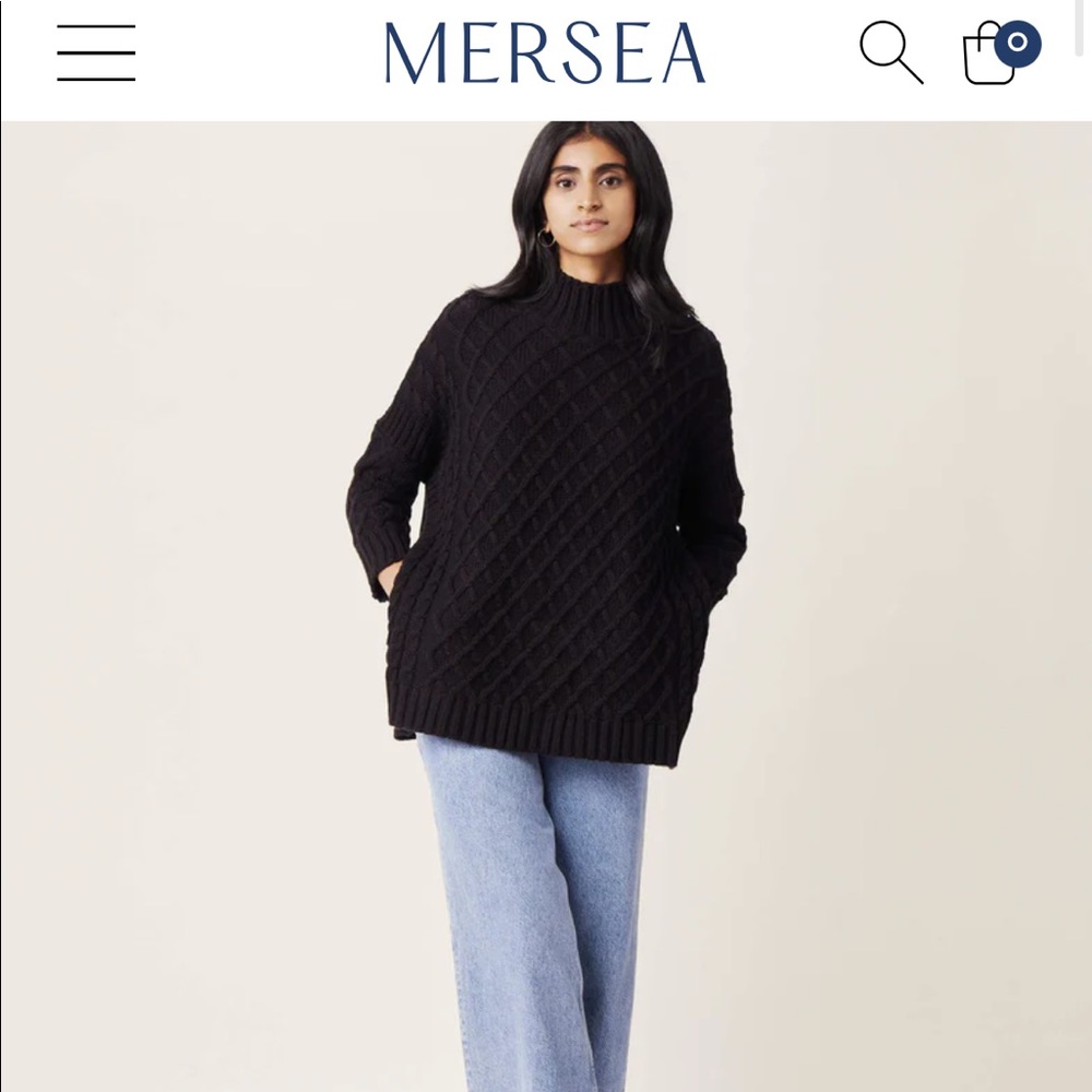 NWT MER|SEA The Lisbon Traveler Lattice Front in  Black One Size Sweater
